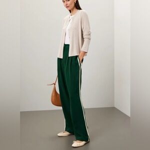 DONNI. Twill Pleated Stripe Pants